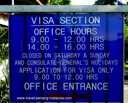 Royal Thai Consulate Penang Opening Times Sign